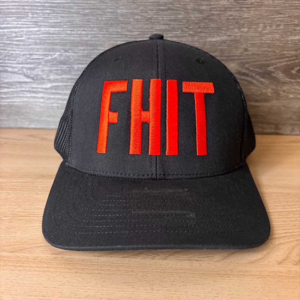 FHIT Hat Cap Snap Back Black Mesh Trucker Embroidered Mens